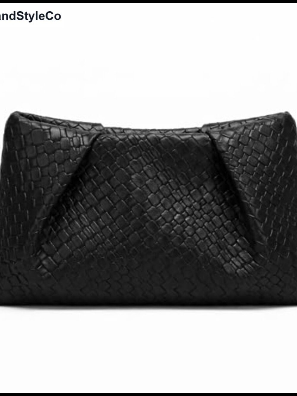 Oversized Woven PU Leather Clutch Pleated Evening Bag Handbag